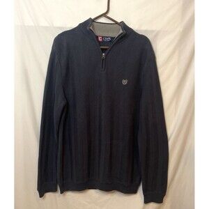 Chaps 100% Cotton Navy Blue Mens Long Sleeve Pullover Sweater 1/4 Zip Size M
